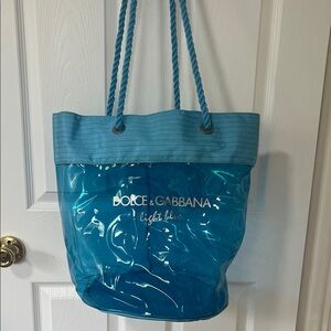 Dolce & Gabbana Sky Blue Transparent Tote Bag Rope Handles